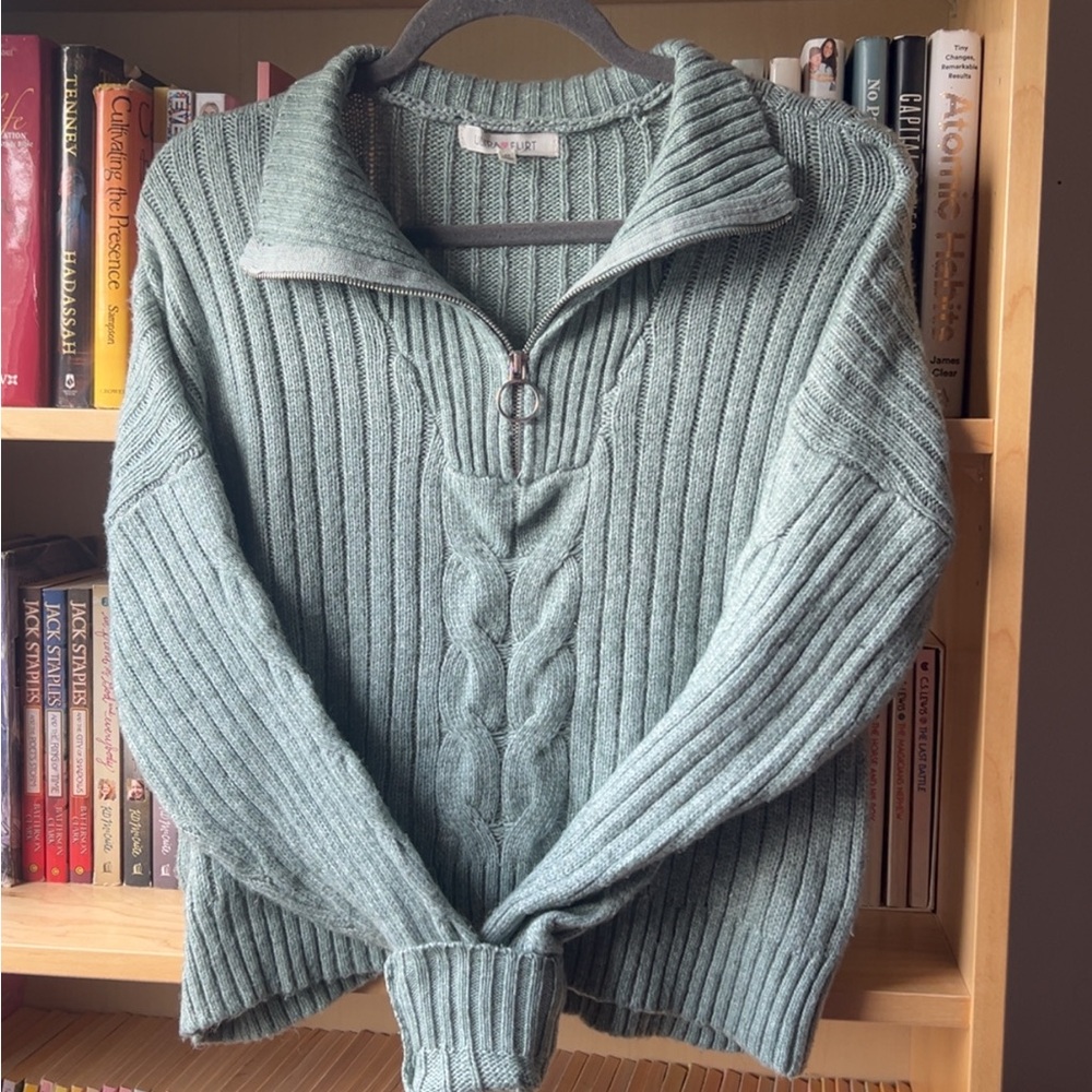 Ultra Flirt Sage Green Ribbed Turtleneck Sweater